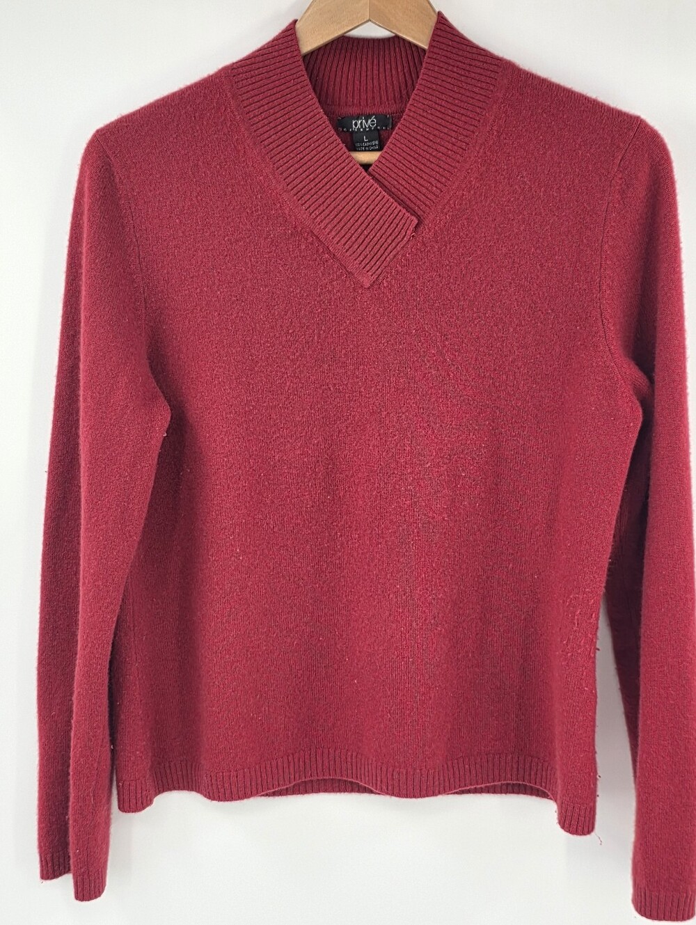 Prive Cashmere Red Pullover Sweater Women's Large L